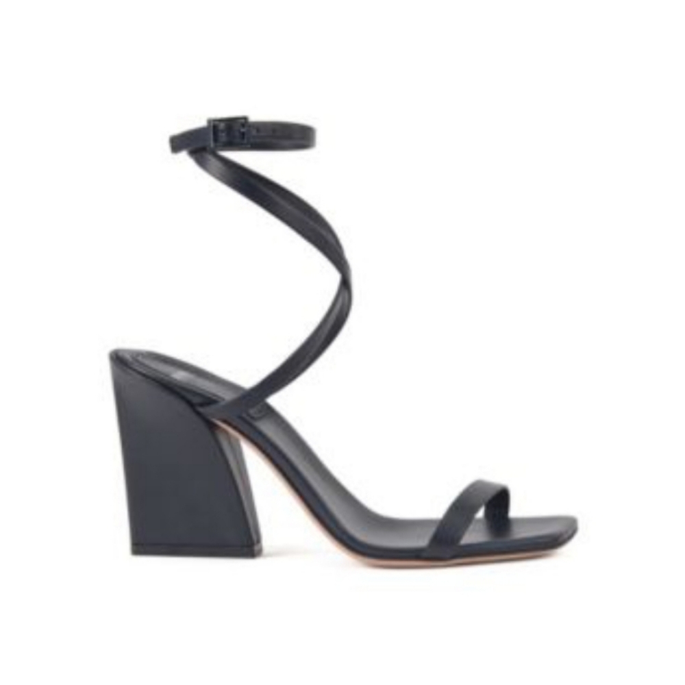 Hugo Boss Leather Ankle Strap Heels Dark Blue Kristen Sandals Italy Sz 8 5